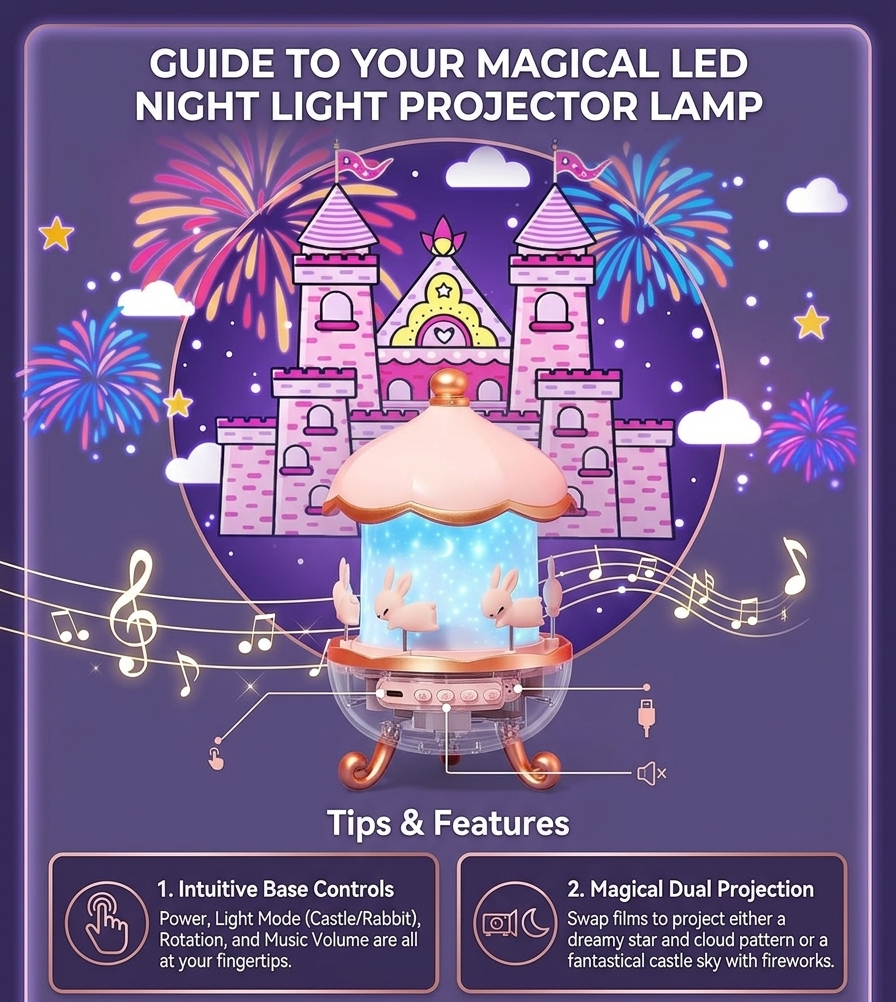 Magical LED Night Light Projector Lamp – 360° Star Galaxy Projector for Kids Room, Bedroom & Home Decor