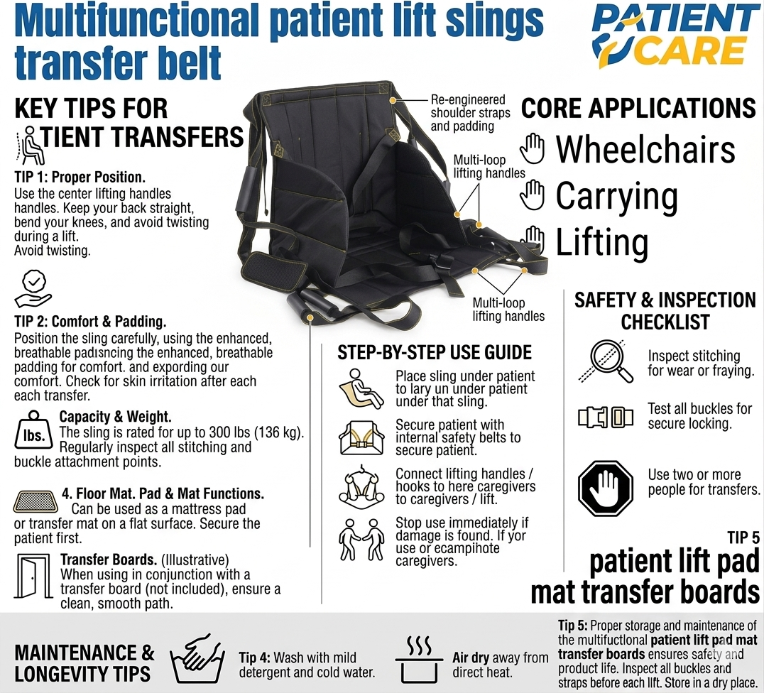 Patient Lift Pad Mat Transfer Board – Heavy Duty Medical Transfer Aid for Elderly & Disabled