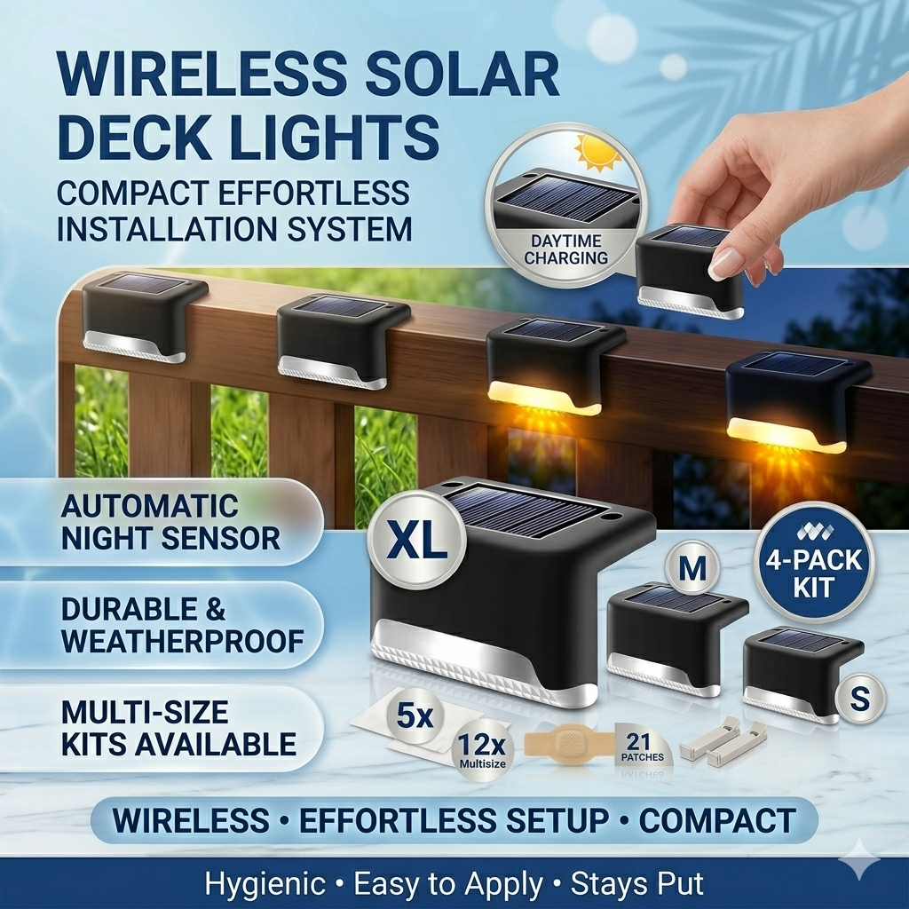 Wireless Solar Deck Lights Outdoor – Waterproof LED Step & Fence Lights