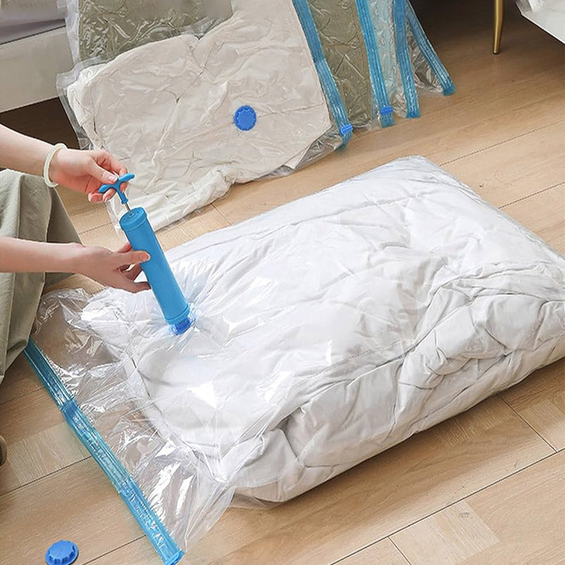Ultimate Space-Saver:  5 Vacuum Compression Bags + Portable Travel Pump Kit