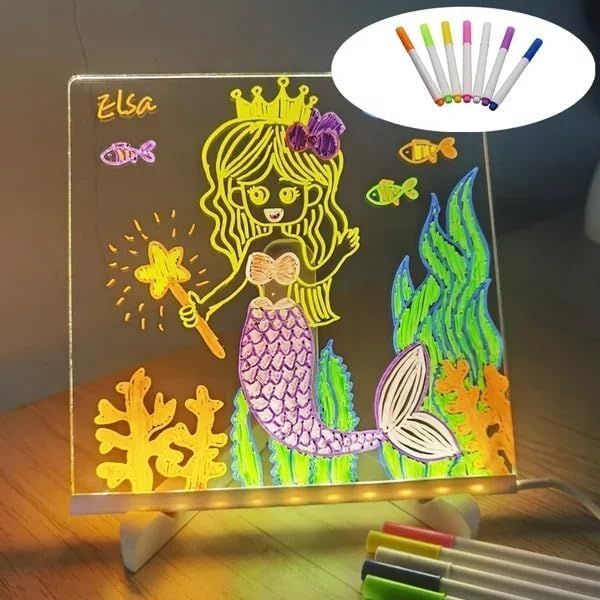 LED Writing Message Board with 7 Neon Pens ✨
